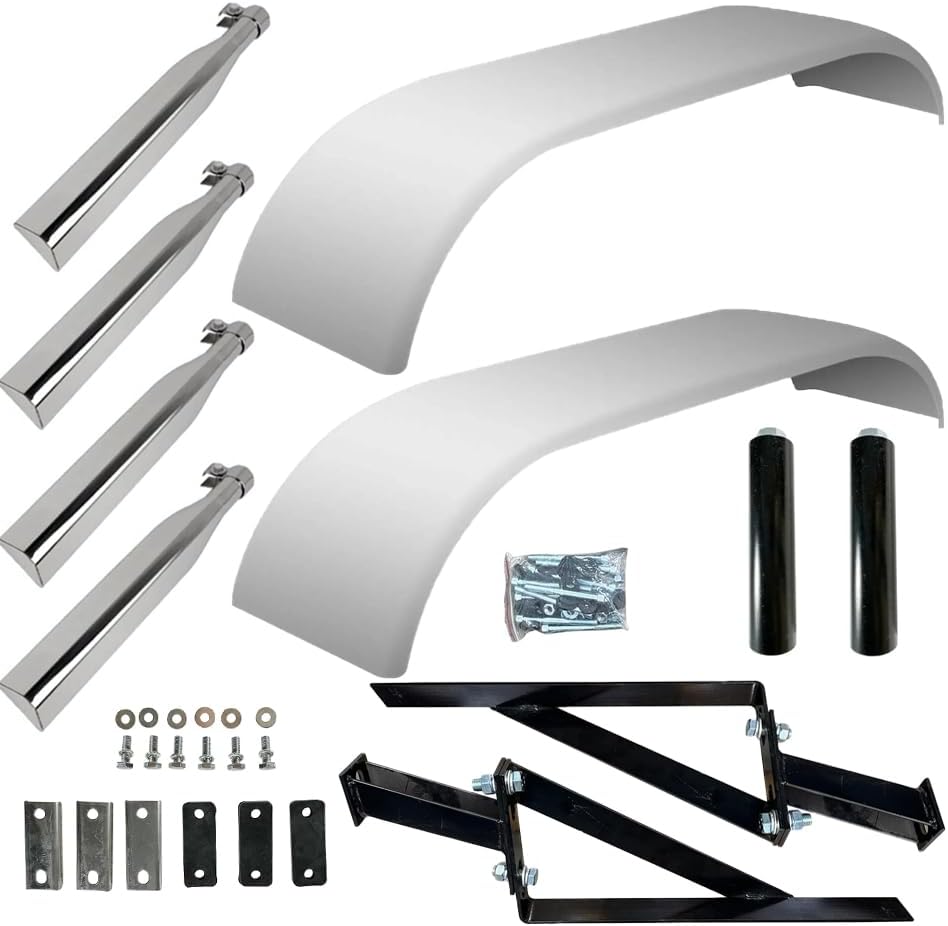 132 stainless steel truck fenders pair,should I buy stainless steel truck fenders,stainless steel truck fenders vs alternatives,132 inch truck fenders pros cons,best full fender pair for Peterbilt,stainless steel half tandem fender kit worth buying unboxing and complete package contents