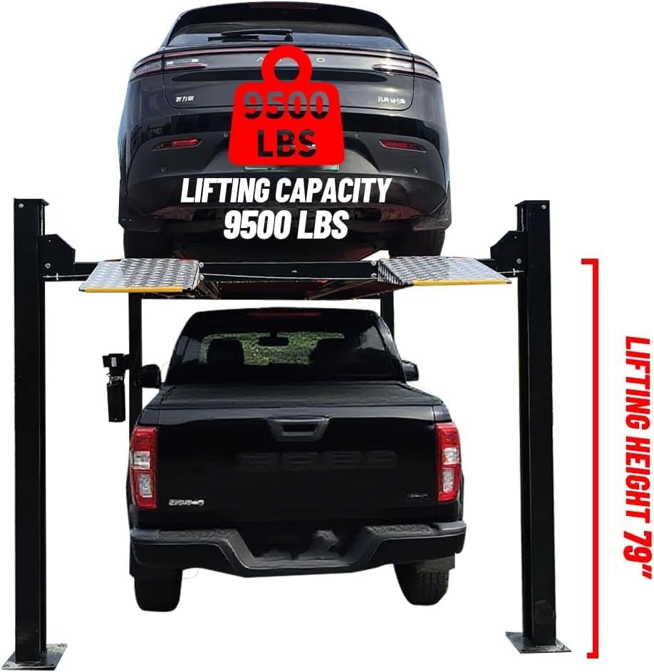 9500lb 4 post lift worth it,should I buy a 9500lb 4 post lift,9500lb 4 post lift pros cons,portable garage parking lift cost,best 4 post lift for home garage,9500lb 4 post lift vs other lifts unboxing and complete package contents