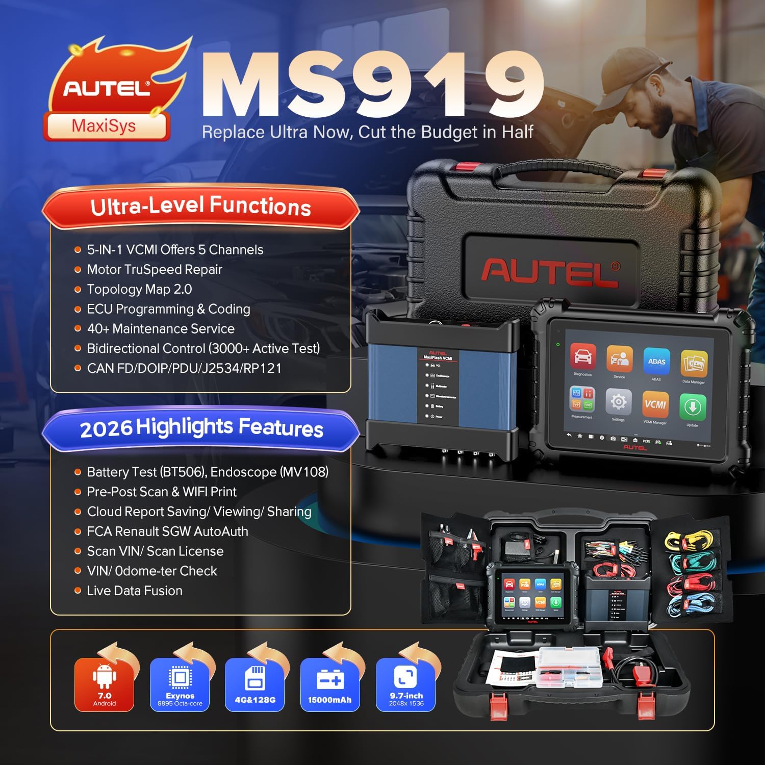 Autel MaxiSys MS919 professional scan tool,Autel MS919 vs Ultra,buy Autel MS919,Autel MS919 pros cons,Autel MS919 worth buying,Autel MS919 TruSpeed features unboxing and complete package contents