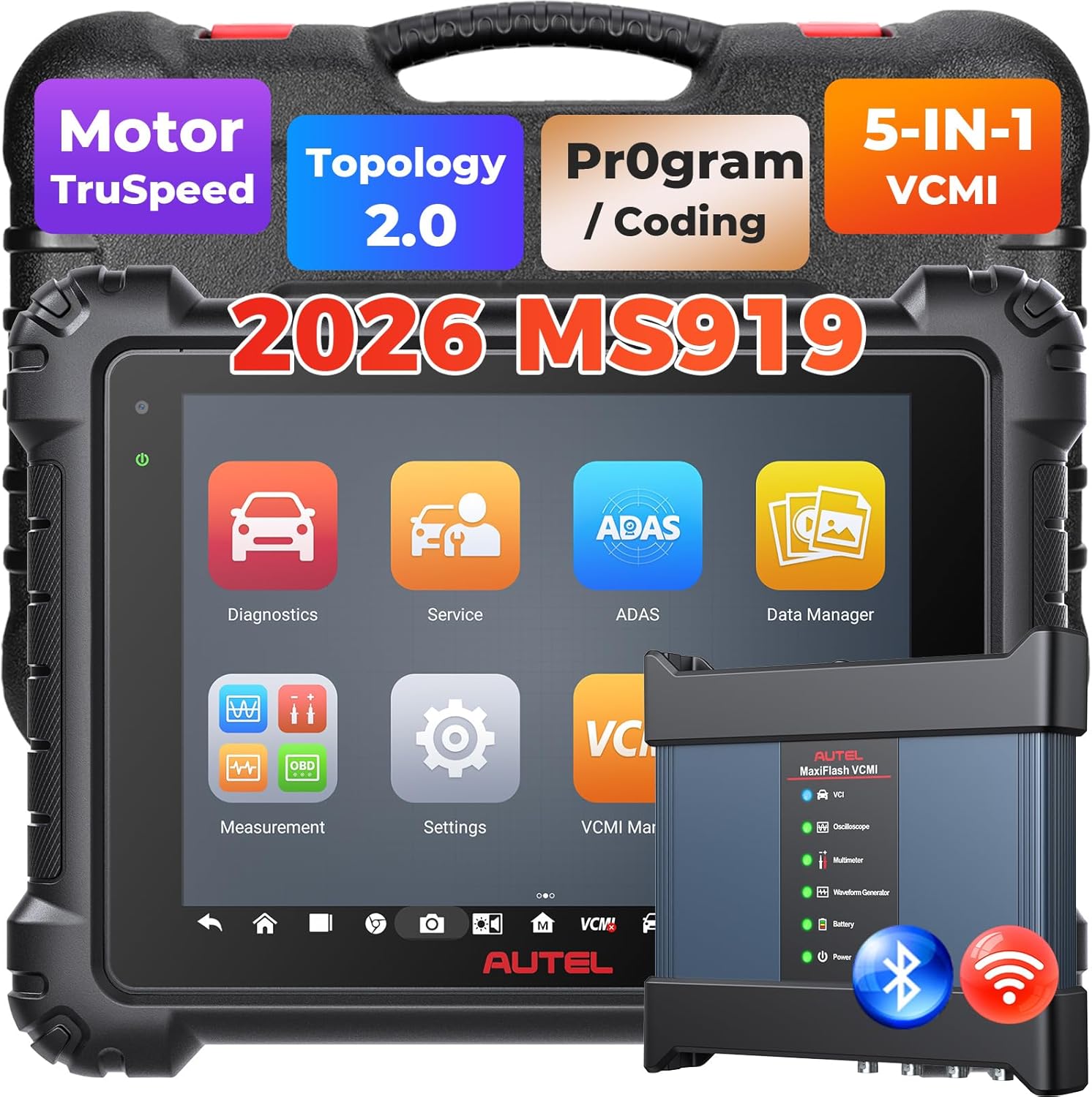 Detailing the key features of the Autel MaxiSys MS919 worth buying for professional mechanics, including ECU coding, Topology 2.0, and the 5-in-1 VCMI.