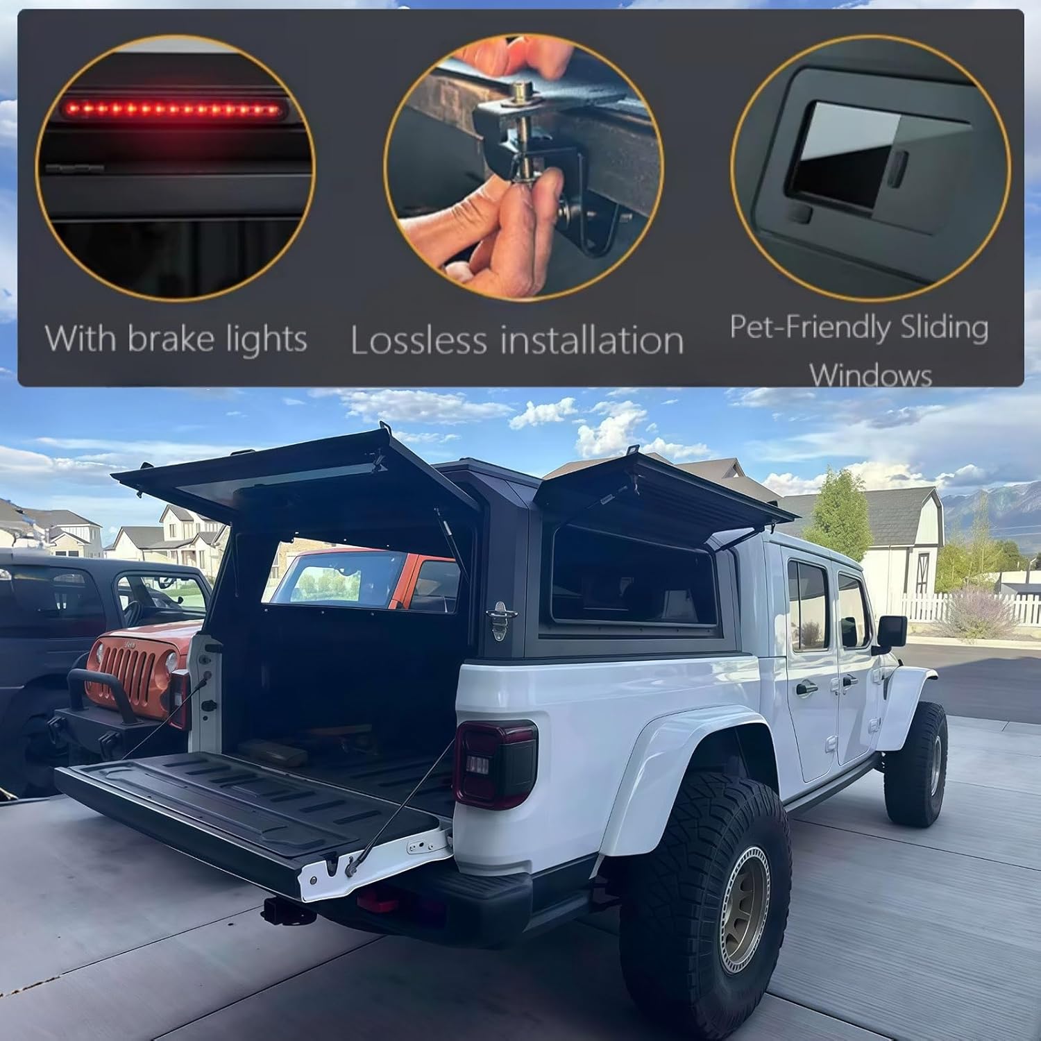 Hynex Jeep Gladiator hard top bed cap unboxing and complete package contents including the steel topper and mounting hardware