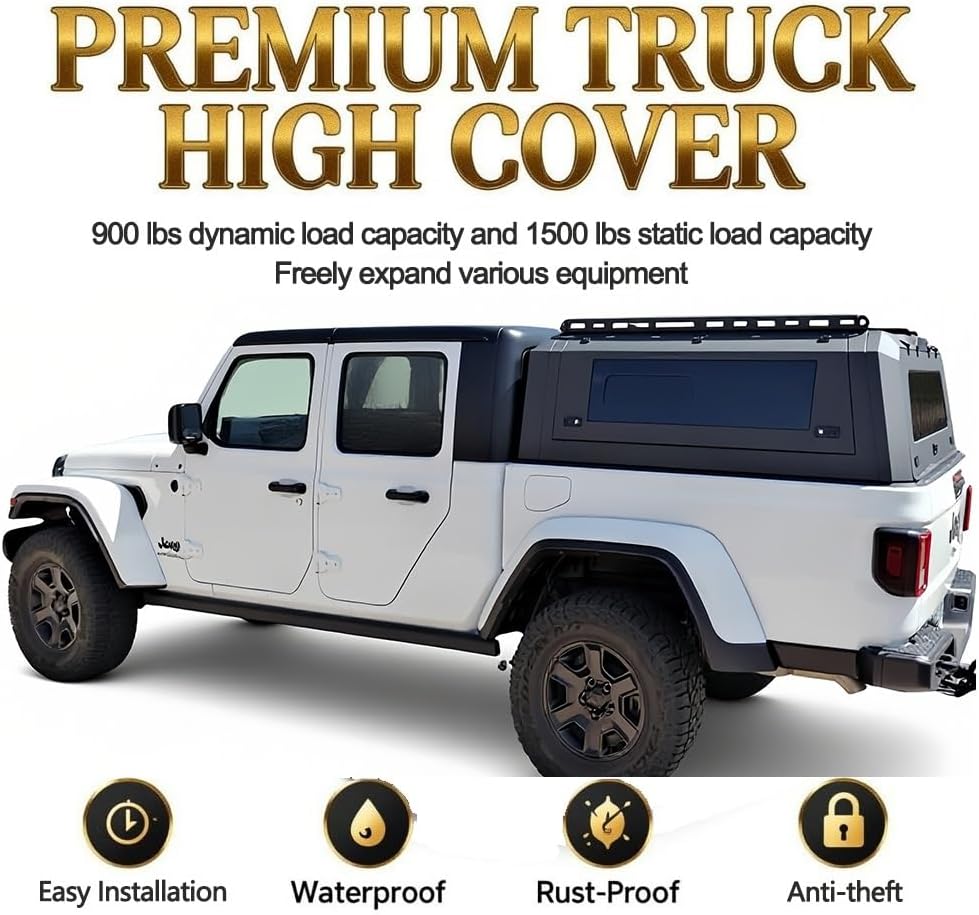 Hynex Jeep Gladiator hard top bed cap performance testing and real-world results on a dirt road and during a rain storm