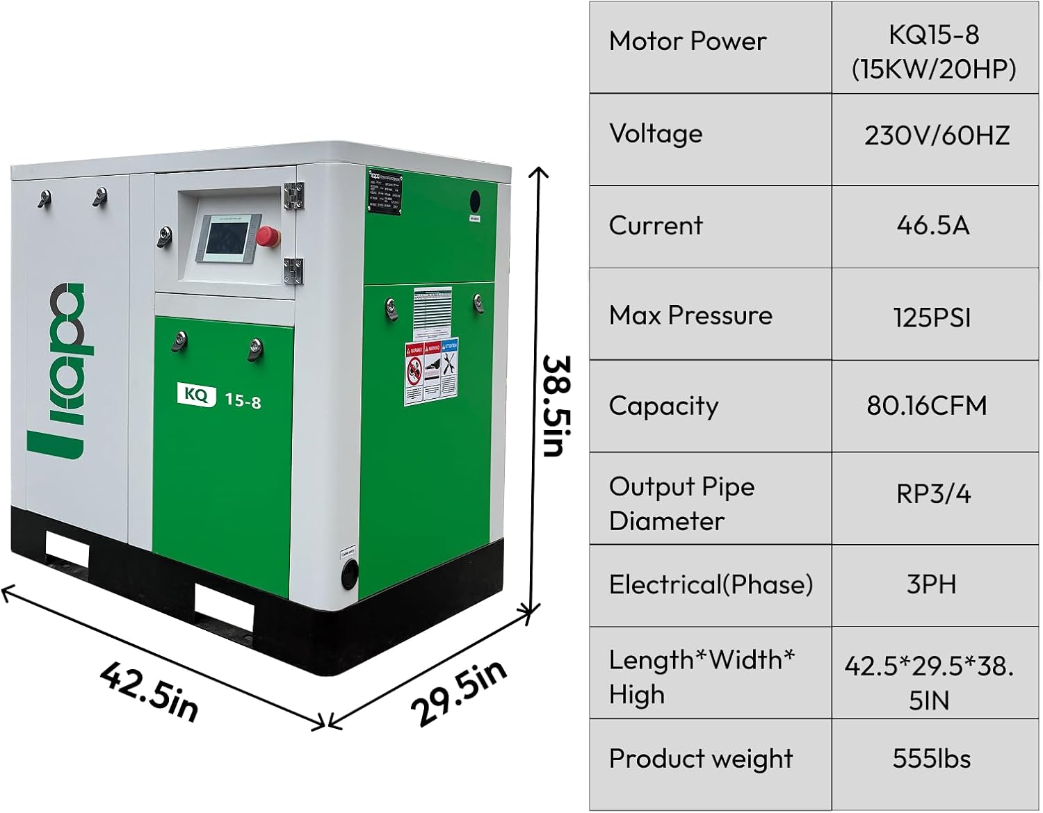 KAPA KQ15-8 air compressor worth it,should I buy the KAPA KQ15-8,KAPA KQ15-8 pros and cons,best 20hp screw air compressor,KAPA KQ15-8 vs alternatives,KAPA industrial compressor worth buying unboxing and complete package contents