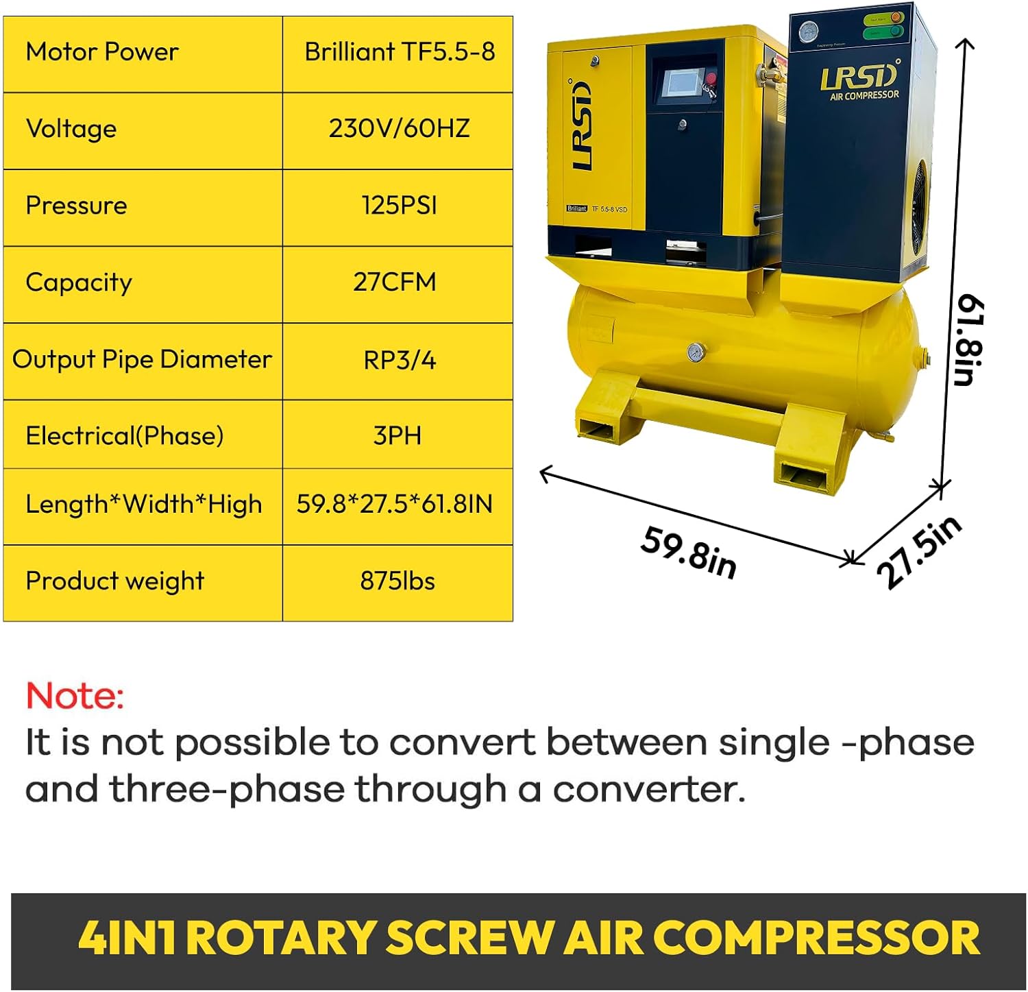 LRSD TF5.5-8 air compressor worth it,should I buy the LRSD TF5.5-8,LRSD TF5.5-8 pros and cons,best 4-in-1 screw air compressor,LRSD TF5.5-8 vs alternatives,LRSD industrial compressor honest unboxing and complete package contents