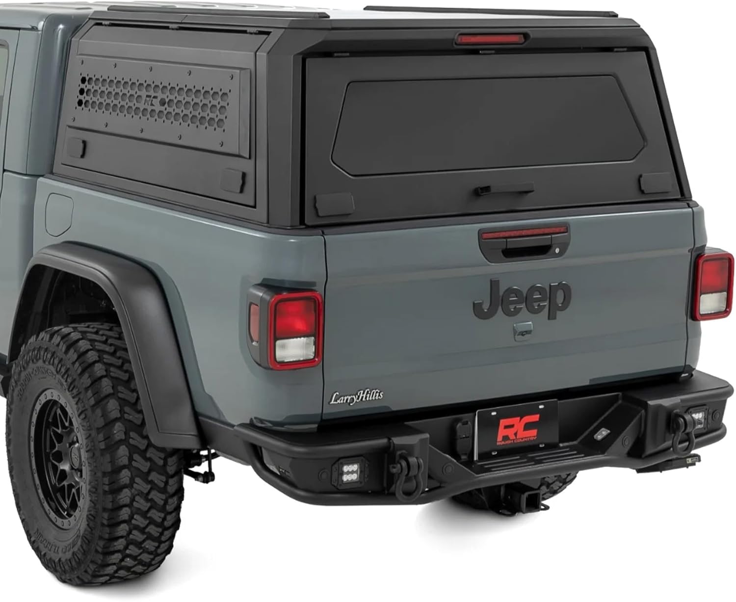 Rough Country Jeep Gladiator bed cap,best Jeep Gladiator topper,Rough Country bed cap pros cons,should I buy Rough Country Gladiator cap,Jeep Gladiator truck topper vs alternatives,Rough Country bed cap worth buying showing gullwing doors and Molle panels