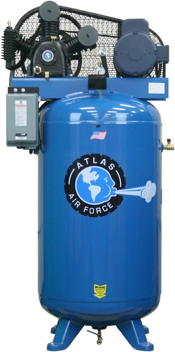 atlas AF7 80 gallon air compressor worth it,AF7 vs Quincy air compressor,80 gallon compressor pros cons,best 2 stage air compressor for garage,atlas 80 gallon air compressor durable,should I buy atlas AF7 compressor - detailed features and technical specifications