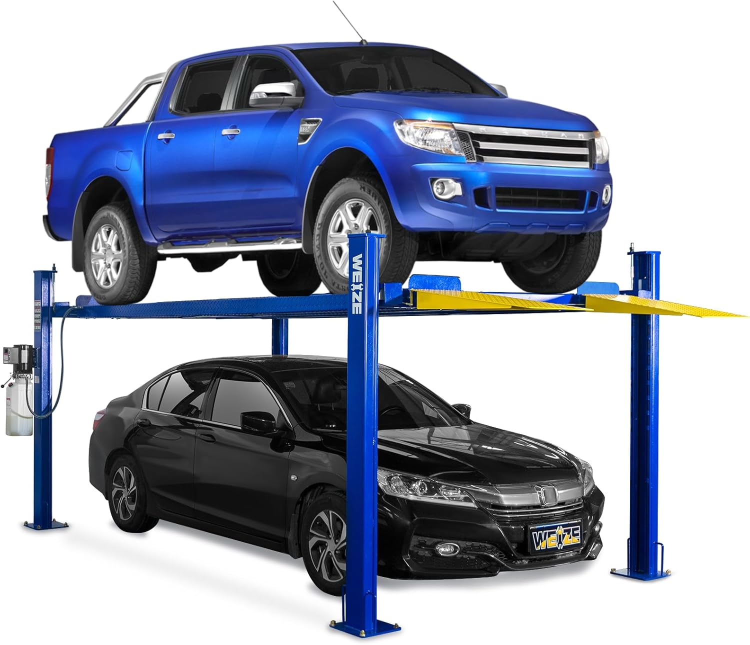 best 4 post vehicle lift,should I buy a 4 post lift,WEIZE car lift pros cons,4 post lift vs 2 post lift,best car lift for home garage,8500 lb 4 post lift worth buying - detailed features and technical specifications