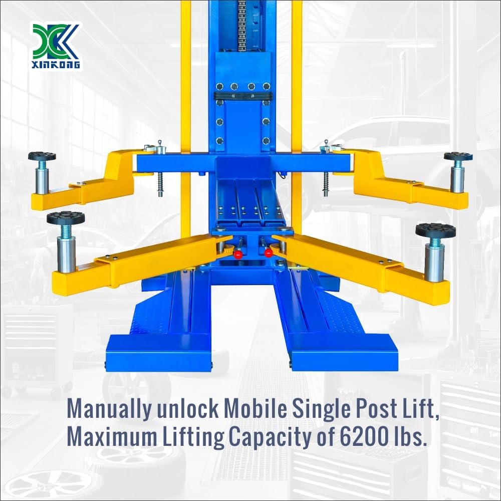 best single post lift for home garage,XK M6200 lift pros cons,should I buy a single post lift,single post lift vs two post lift,buying a mobile car lift for home use,XK M6200 worth buying performance testing and real-world results