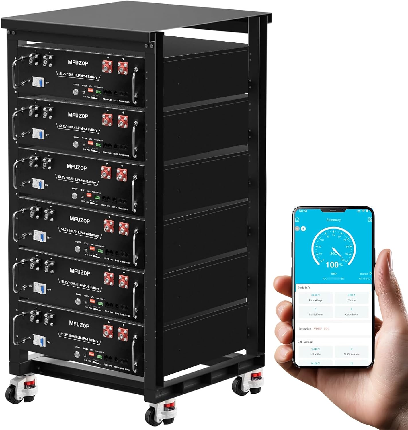 buy 30.72kWh LiFePO4 server rack battery,30.72kWh LiFePO4 battery pros cons,MFUZOP server rack battery worth buying,best 48V 100Ah LiFePO4 battery system,should I buy 30.72kWh lithium battery,30.72kWh vs other solar storage options - detailed features and technical specifications