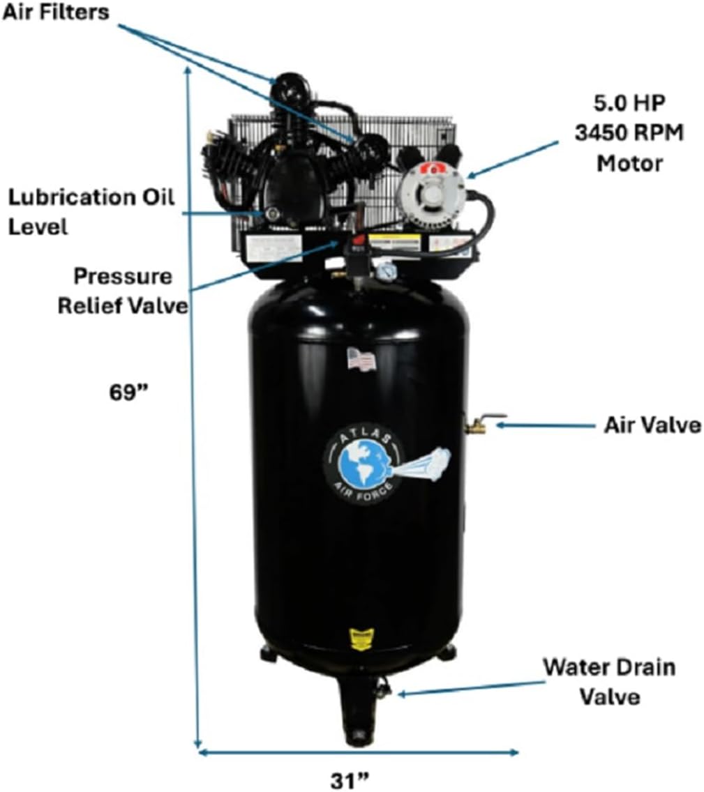buy ATLAS AF6 80 gallon air compressor,ATLAS AF6 vs competitors,ATLAS 80 gallon air compressor pros cons,best quiet 80 gallon air compressor,is ATLAS AF6 worth buying,ATLAS AF6 2 stage air compressor performance testing and real-world results