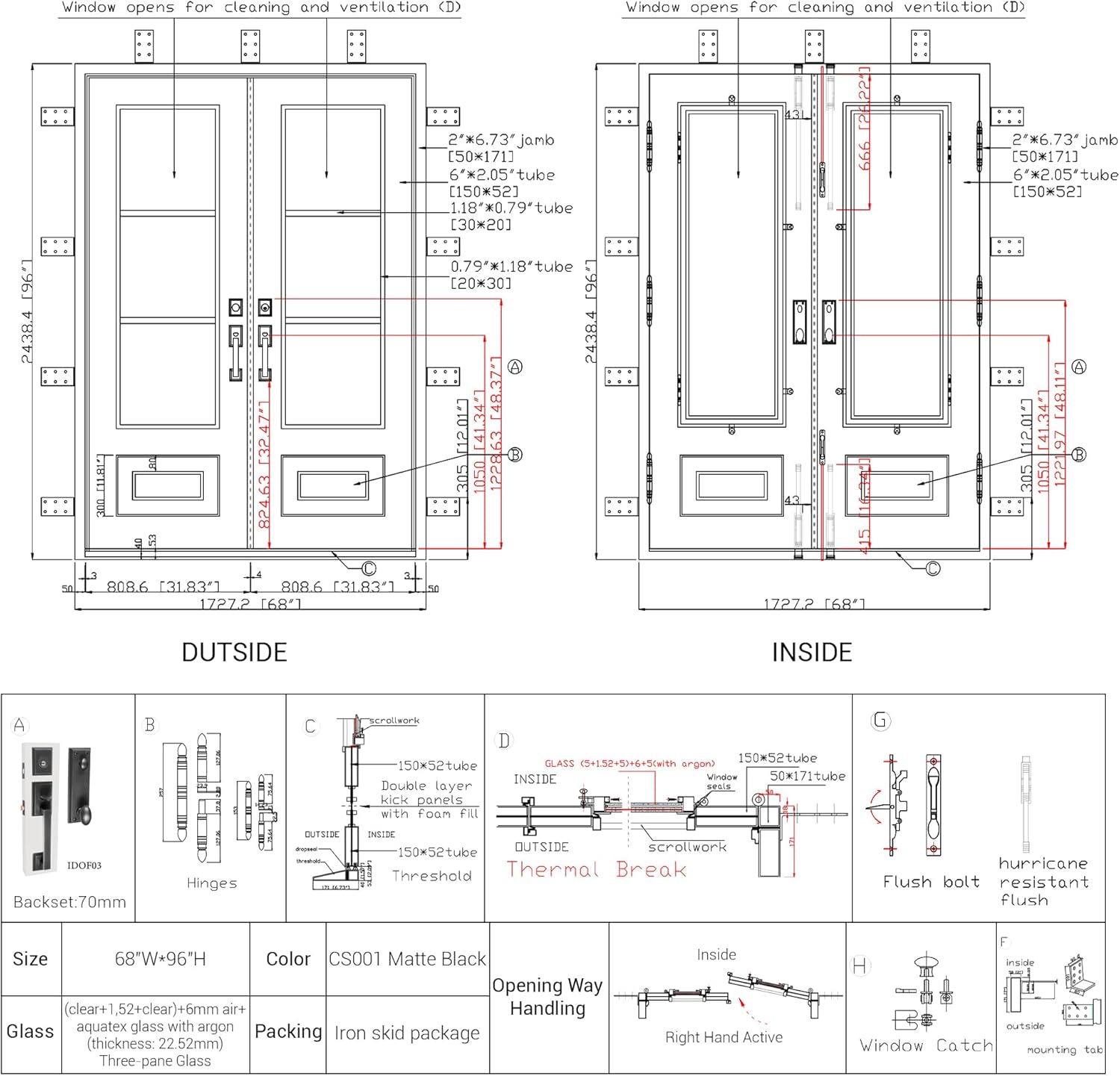 buy CHETTO C hurricane proof door,CHETTO C hurricane door worth buying,best hurricane resistant double doors,CHETTO C 68 inch door pros cons,hand forged iron door vs alternatives,should I buy a CHETTO C impact door unboxing and complete package contents