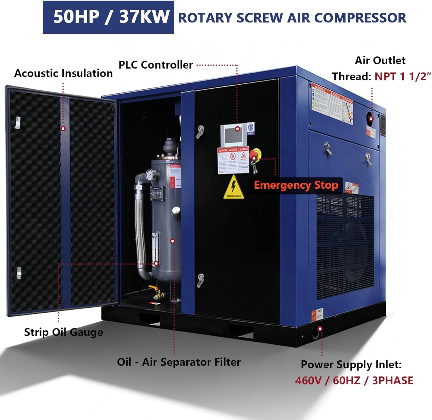 buy FURNLUX 50HP air compressor,50HP rotary screw compressor worth it,FURNLUX 50HP pros cons,best industrial 50HP air compressor,FURNLUX 219CFM compressor honest,should I buy a 50HP fixed speed compressor unboxing and complete package contents