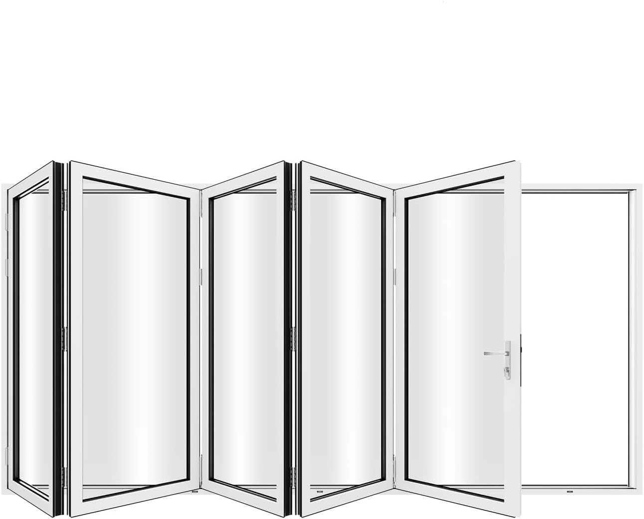 Detailed view of the KaMic folding door frame, glass, and hardware, showcasing why it's among the best aluminum folding patio doors