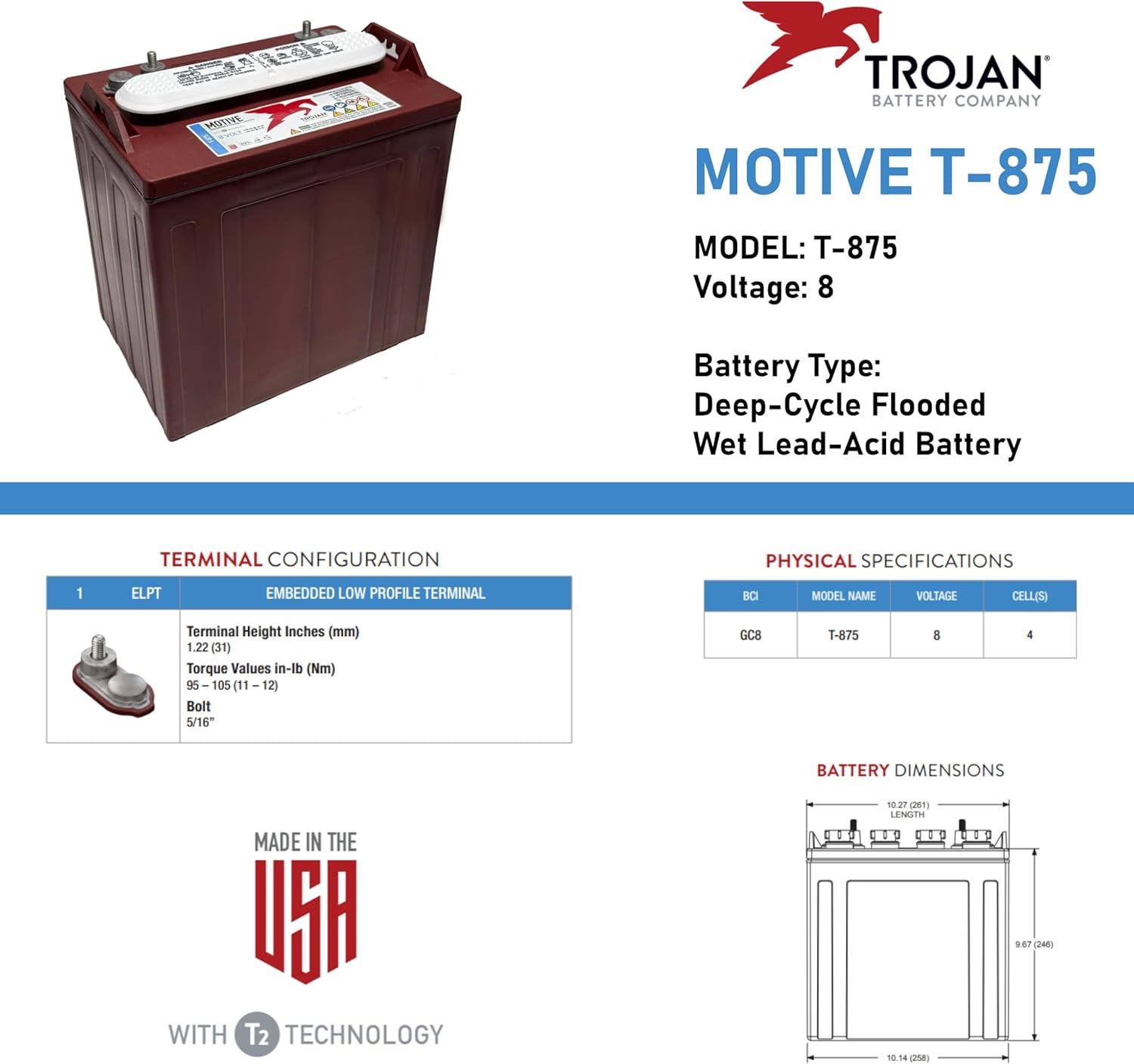 buy Trojan T-875 8V battery,best 8V deep cycle battery group,Trojan T-875 vs Crown CR-165,Trojan T-875 pros cons,should I buy Trojan T-875 battery,Trojan T-875 worth buying unboxing and complete package contents