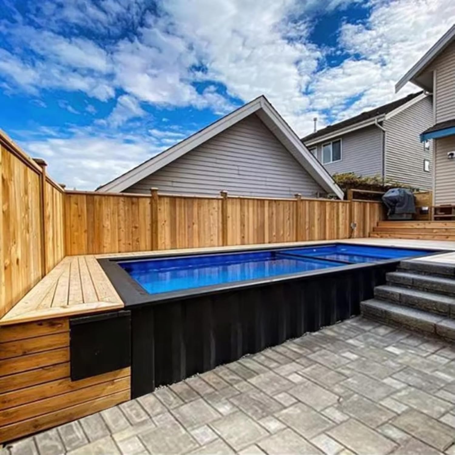 buy backyard shipping container pool,shipping container pool worth buying,best compact fiberglass plunge pool,backyard container pool pros cons,prefab inground pool vs above ground,should I get a shipping container pool unboxing and complete package contents