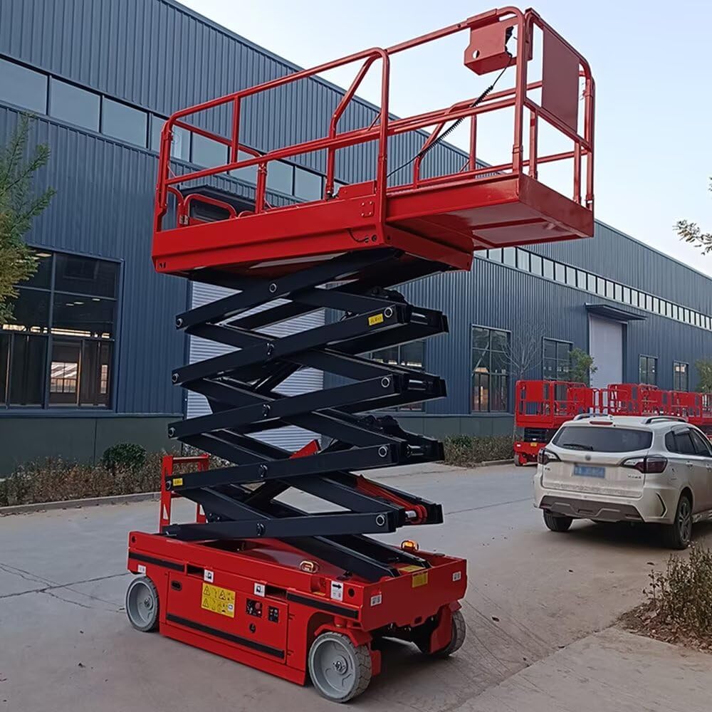 Unboxing the buy electric scissor lift platform, electric scissor lift worth buying, best mobile lift platform showing all components and packaging