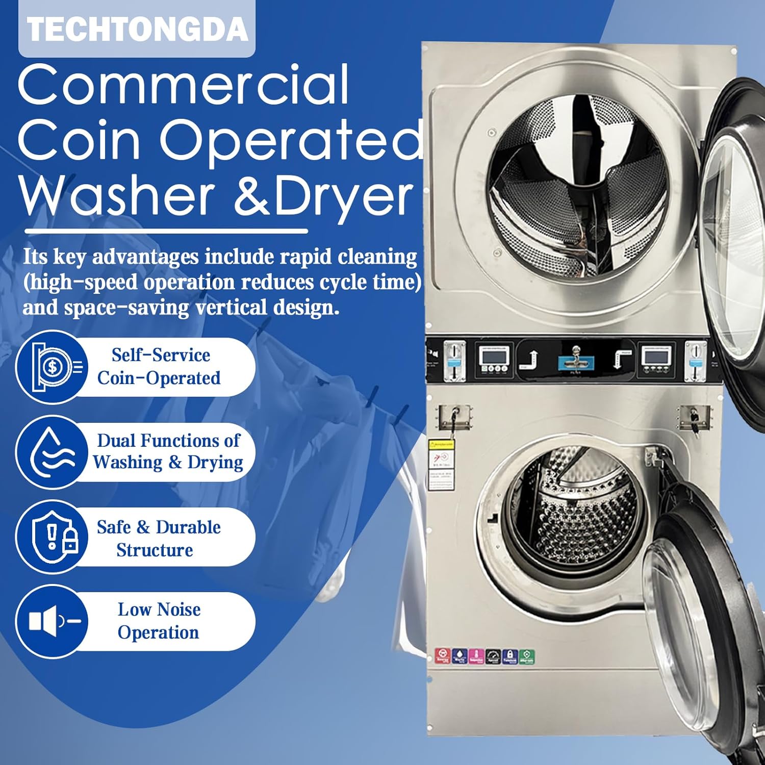 buy techtongda commercial washer dryer,techtongda washer dryer worth it,techtongda coin operated pros cons,best commercial stackable laundry machine,techtongda vs speed queen,should I buy techtongda laundry equipment unboxing and complete package contents